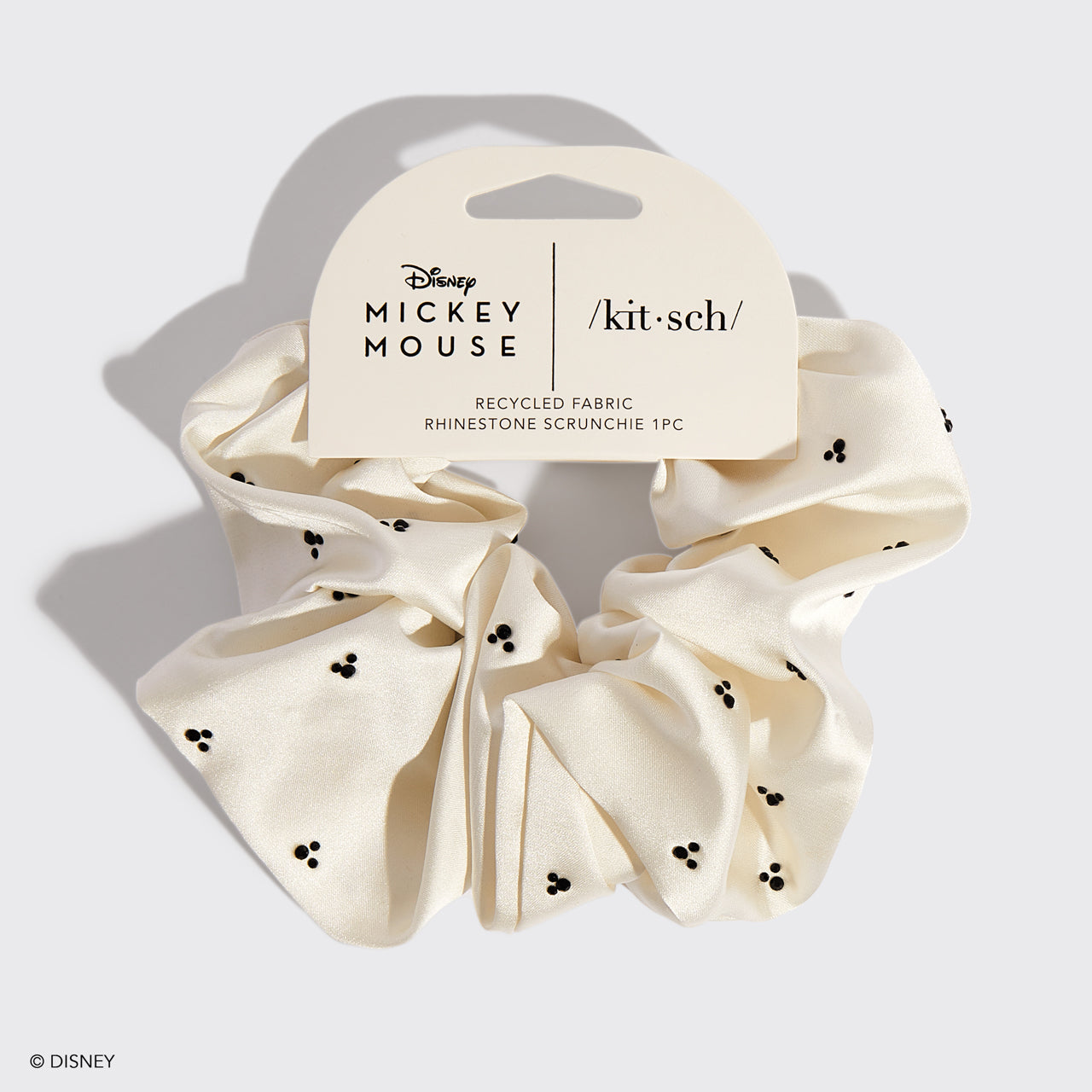 Kitsch x Mickey and Minnie Cream Rhinestone Scrunchie