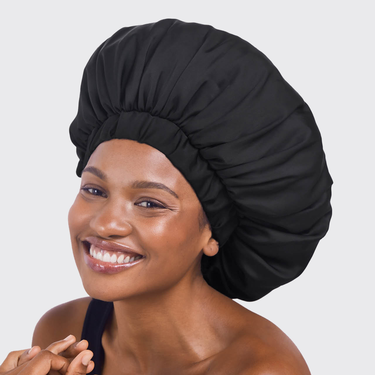 Alternative view of Black Satin Bonnet - XL