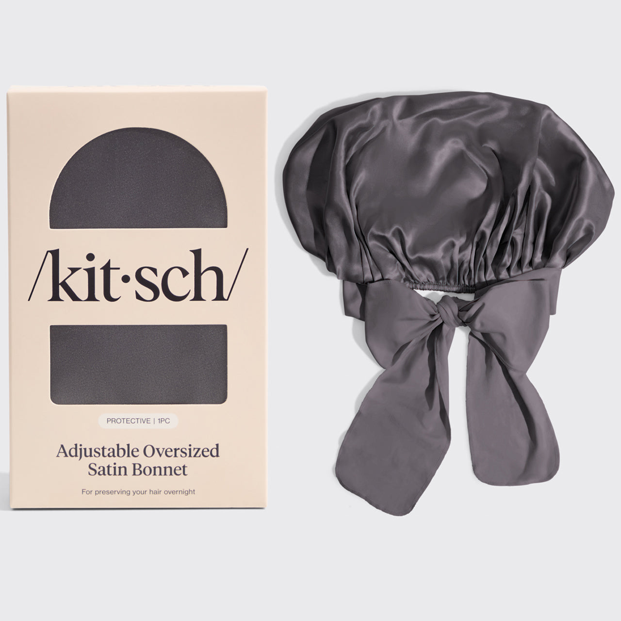Charcoal Oversized Satin Bonnet