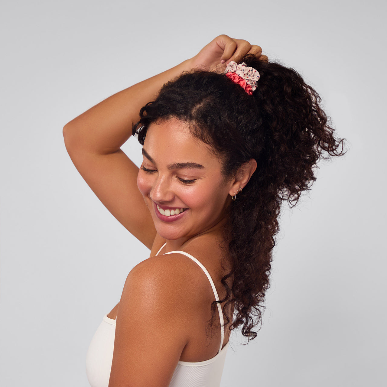Alternative view of Cherry Blossom Ruched Satin Scrunchies 5pc Set