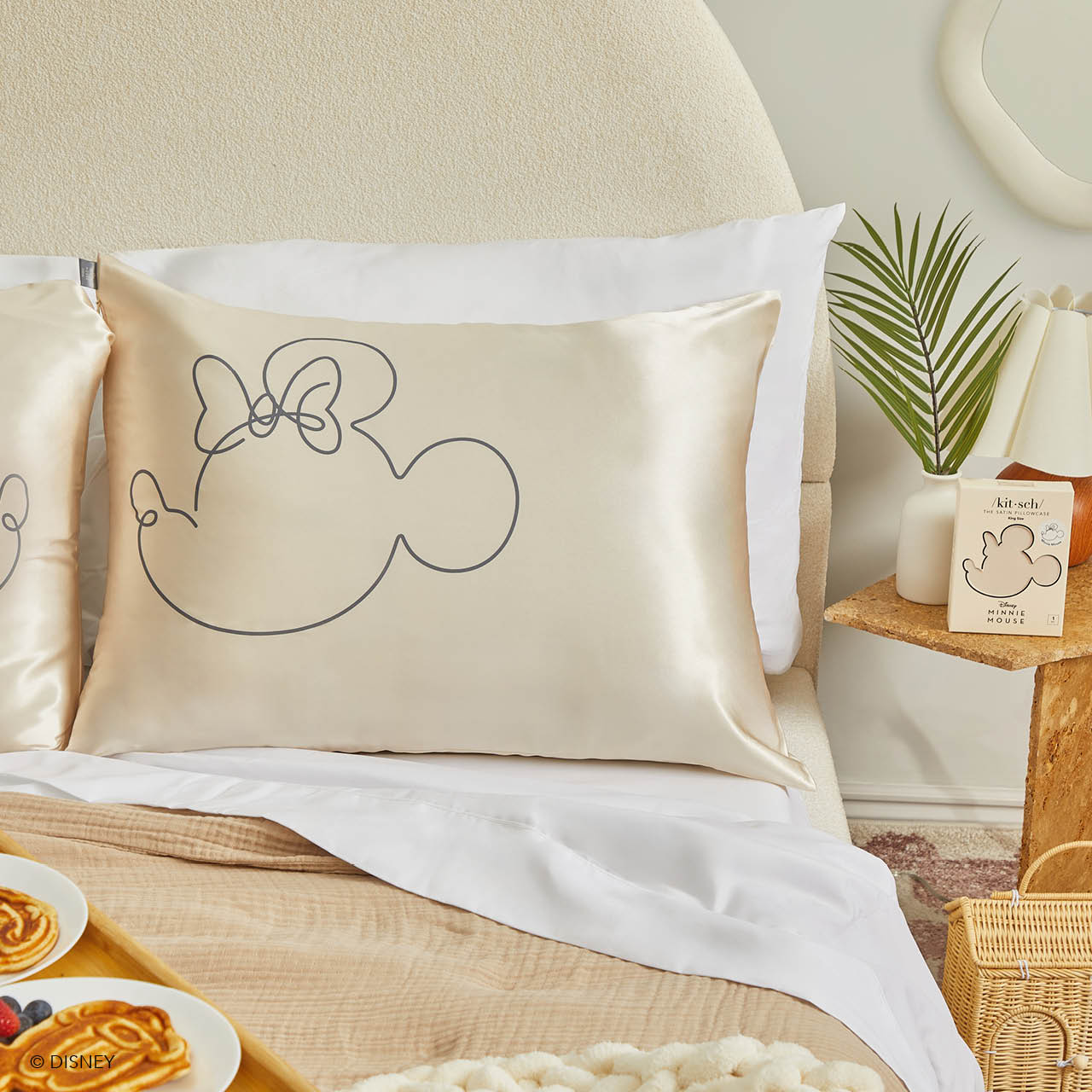 Alternative view of Kitsch x Mickey and Minnie Satin Pillowcase in Mrs. Mouse